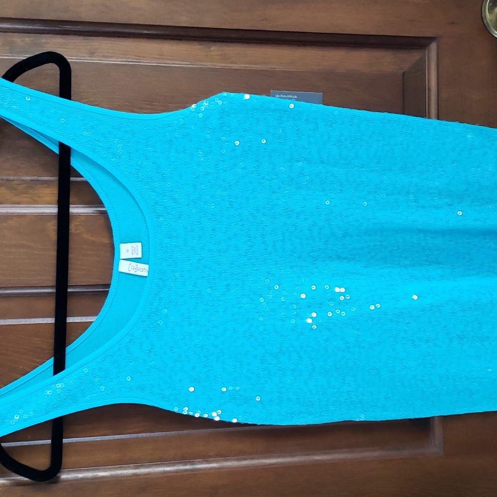 Relativity Sequined Turquoise Tank NWT